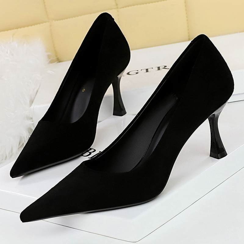 Women Shoes Size 7 - BIGTREE Shoes Suede Black Women Pumps
