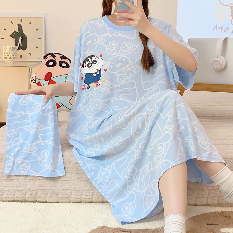 Women Shoes Xxl - Anime Crayon Shin-Chan Cotton Nightdress Kawaii
