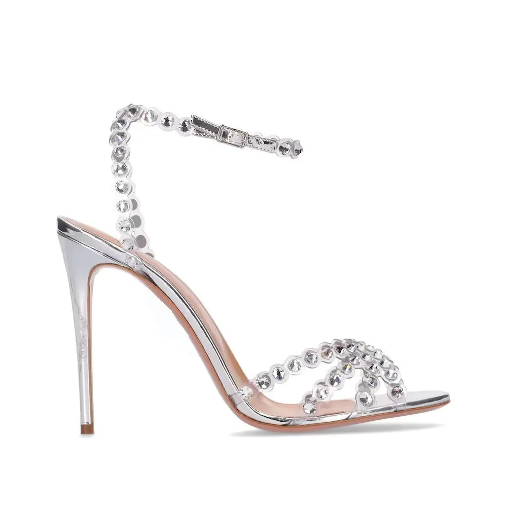 Peep Toe Heels - Socialite Plus Size Silver Heels Jelly
