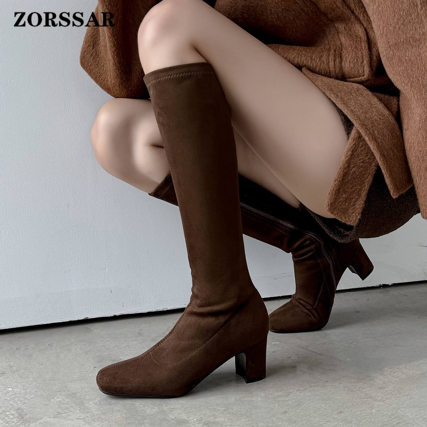 Women Shoes Size 7 - ZORSSAR New Flock Modern Elastic Boots