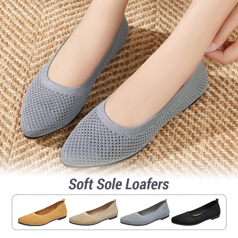 Women Flat Shoes Knitted Loafe - Ballet Flat Women ulasan dan harga