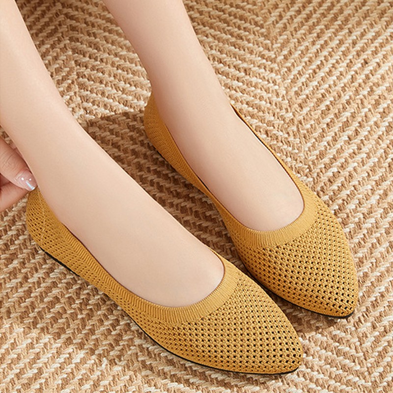 Women Flat Shoes Knitted Loafe - Ballet Flat Women ulasan dan harga