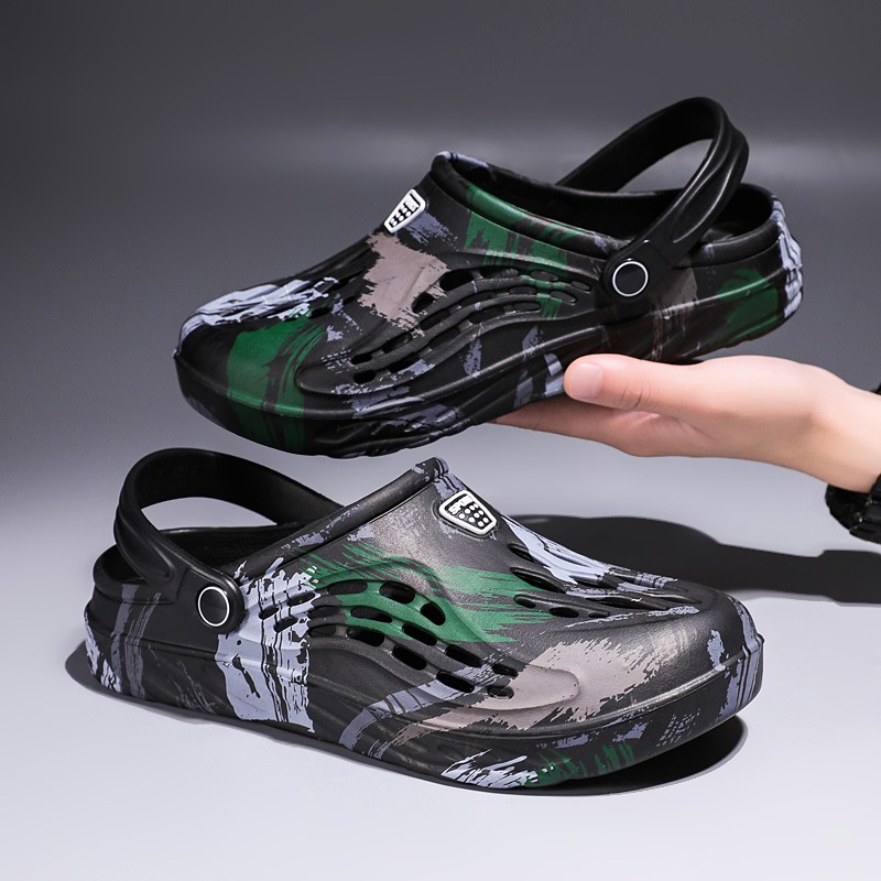 Men's Summer Camouflage Graffi - Croc Style Clog ulasan dan harga