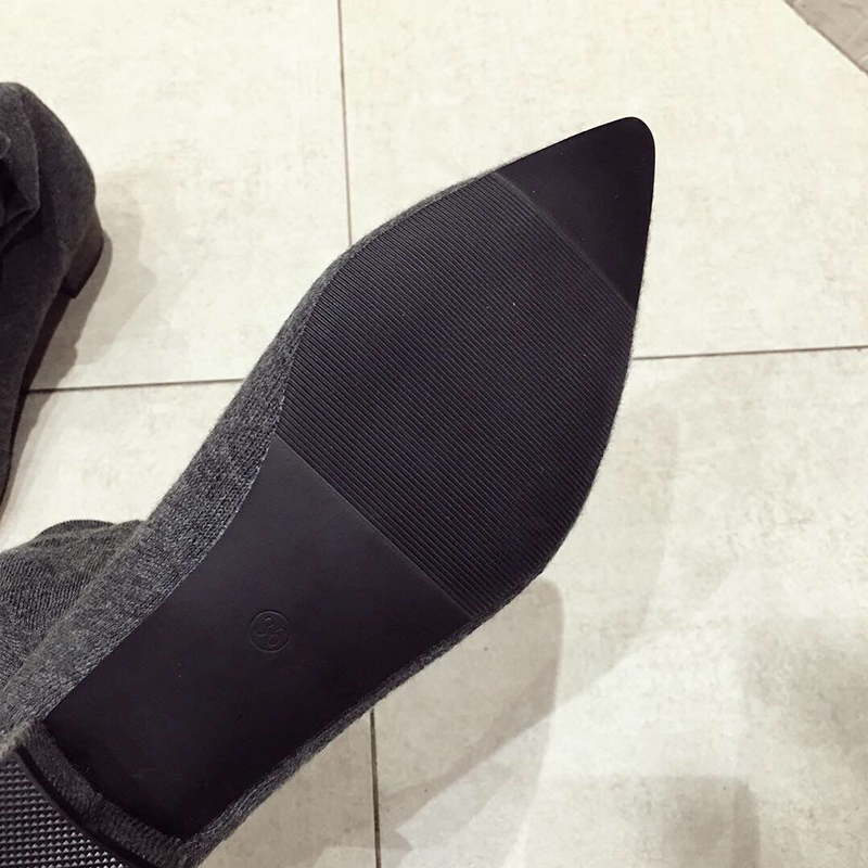 Black Low Heel Shoes Woman Str - Sock Boot Women ulasan dan harga