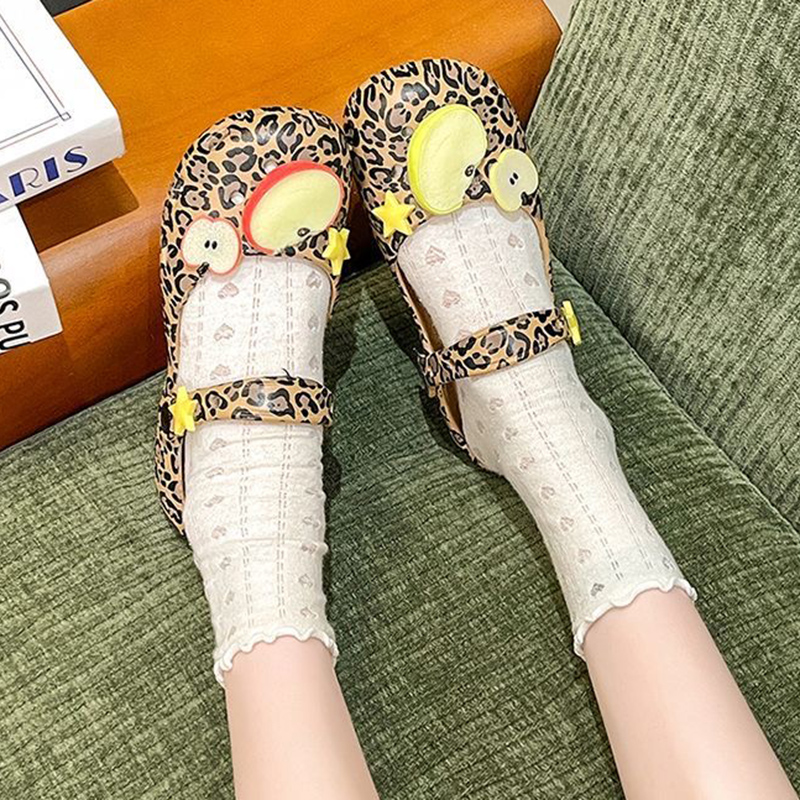 Retro Leopard Print Ballet Hol - Women Shoes Japan ulasan dan harga