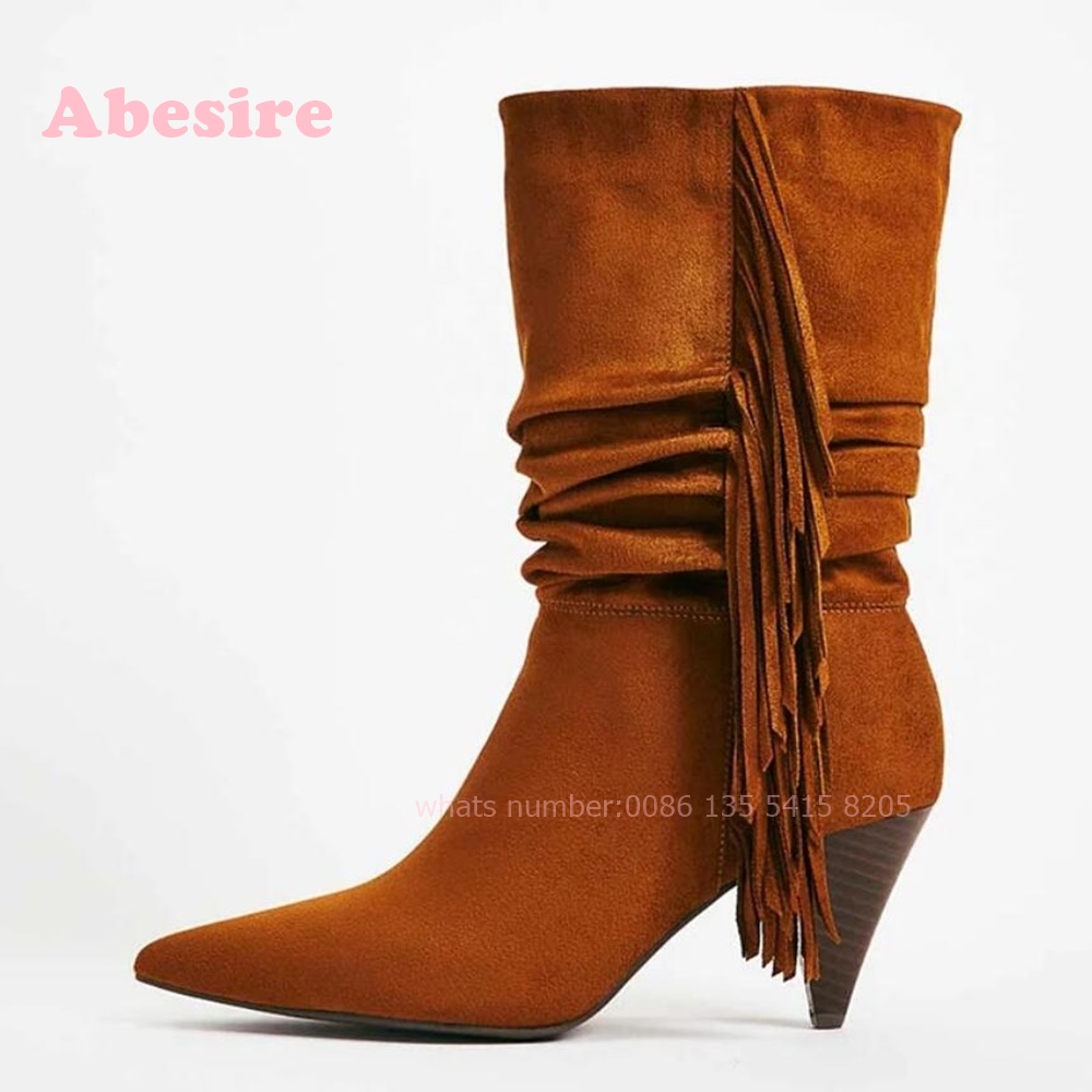 White Cone Heel Fringe Shoes V - Women'S Shoes Vegan ulasan dan harga
