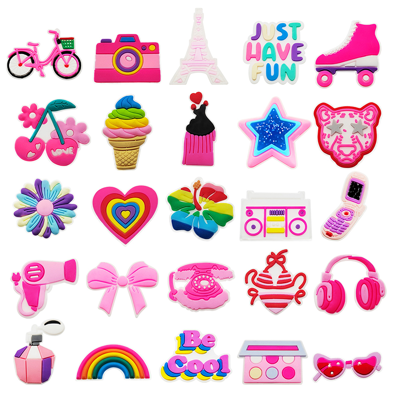 Cute Pink Bow Bicycle Rainbow  - Croc Style Clog ulasan dan harga
