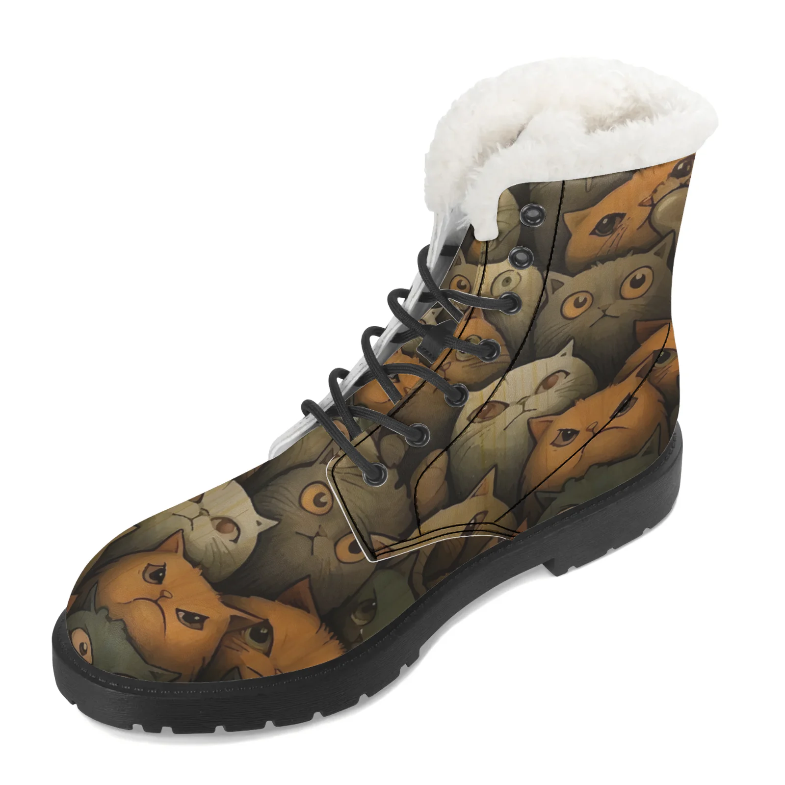 Cute Cats Prints Plush Snow Bo - Women Shoes Us To Eu ulasan dan harga