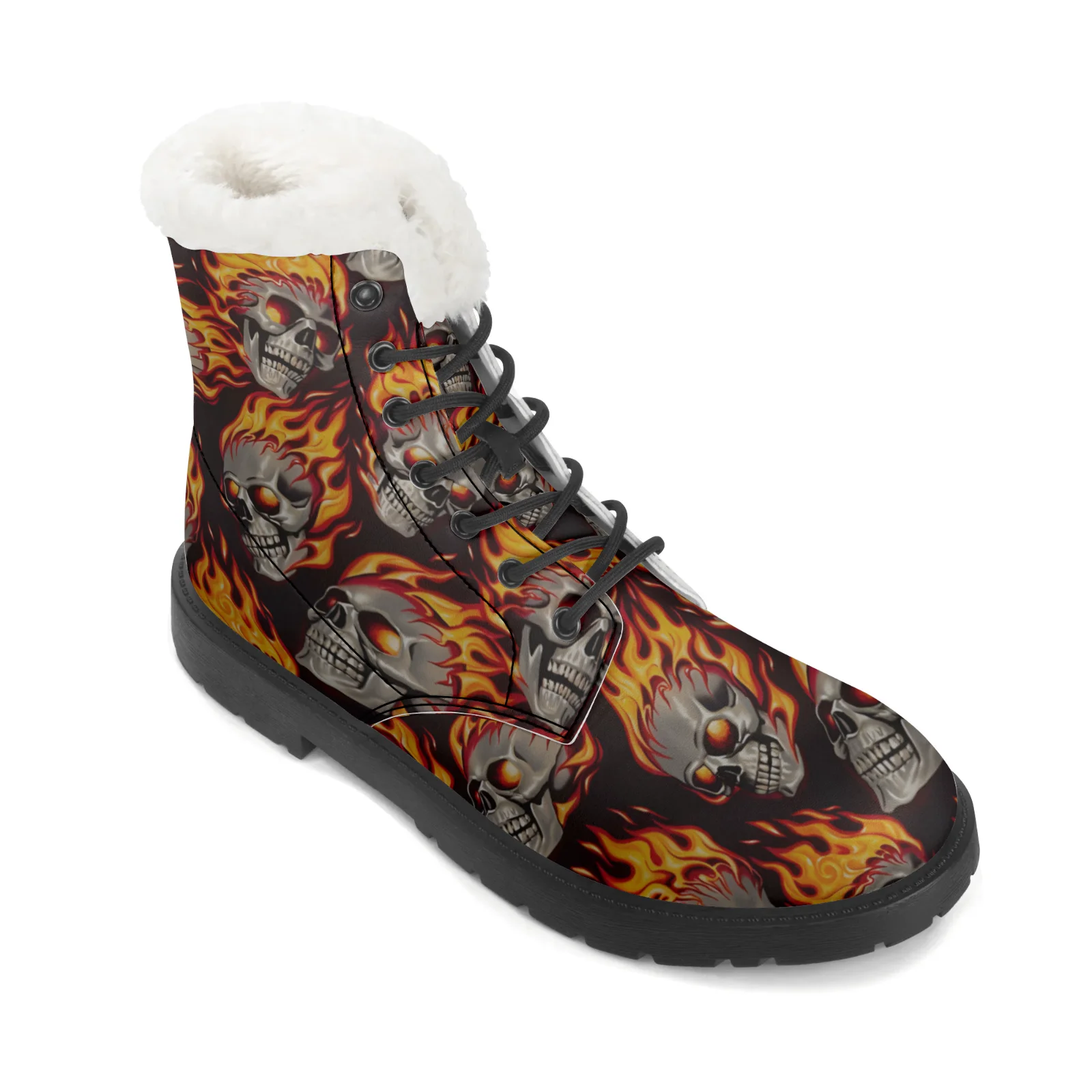 Fire Skull Patterns Snow Boots - Women Shoes Us To Eu ulasan dan harga