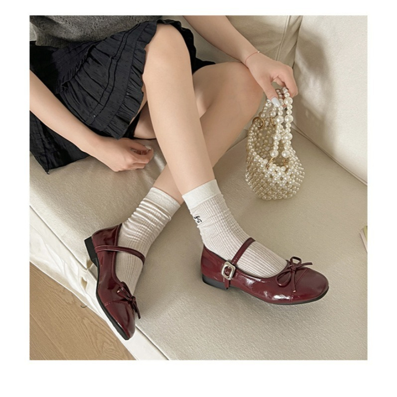 Women's Bow Mary Jane Flats Sq - Women Shoes Us To Eu ulasan dan harga